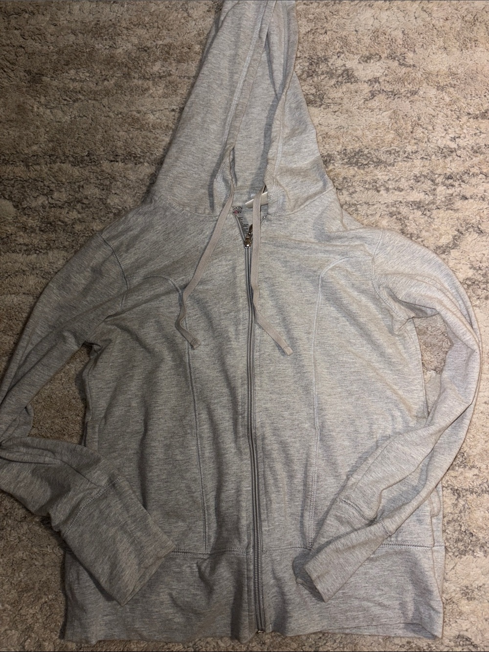 3/$20! Danskin Medium (8/10) Light Gray Zip Hoodie - Hooded Sweatshirt